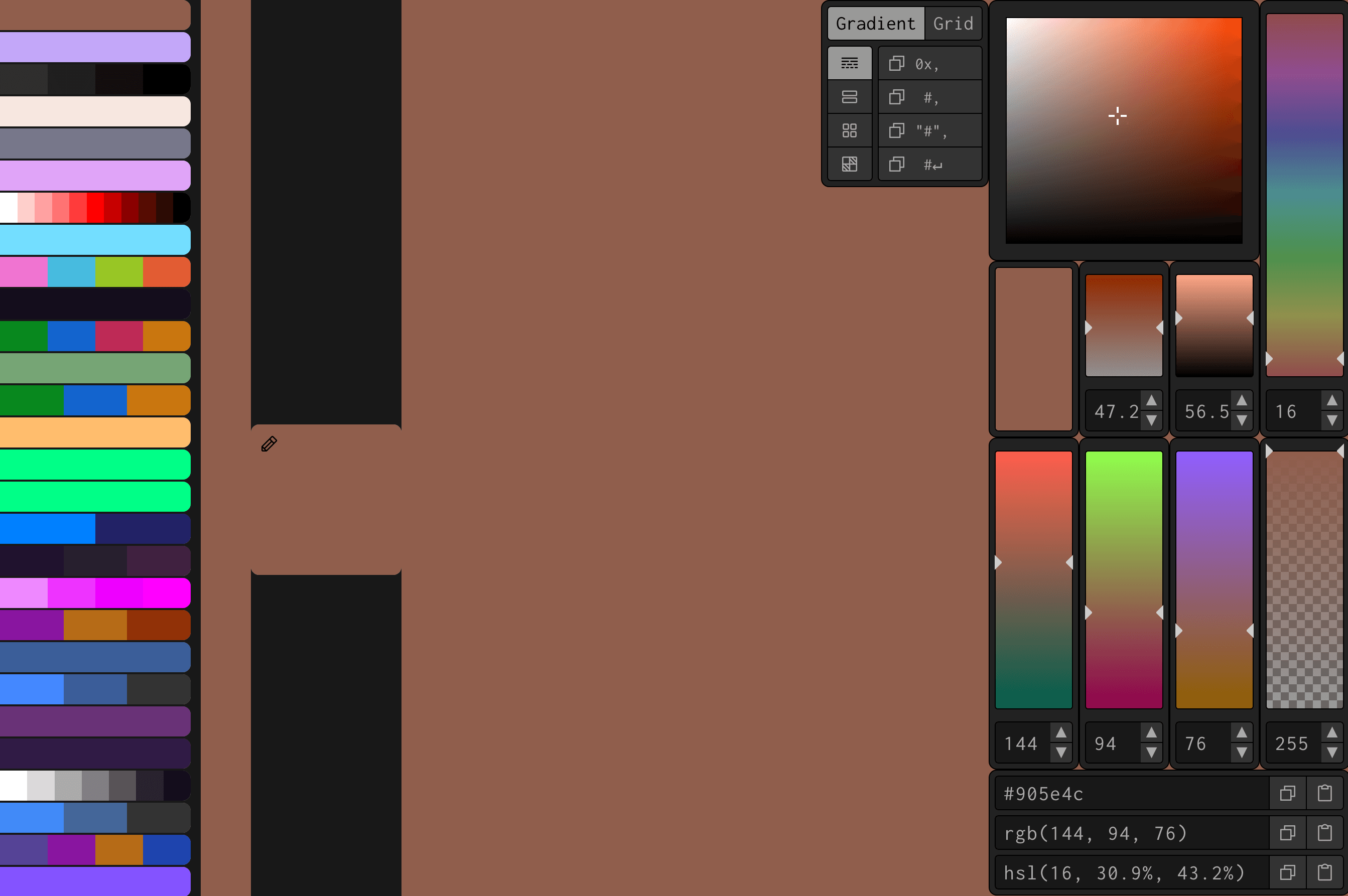 Screenshot of the color builder color picker